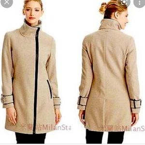 Calvin Klein Coat - Wool w/ faux leather accents